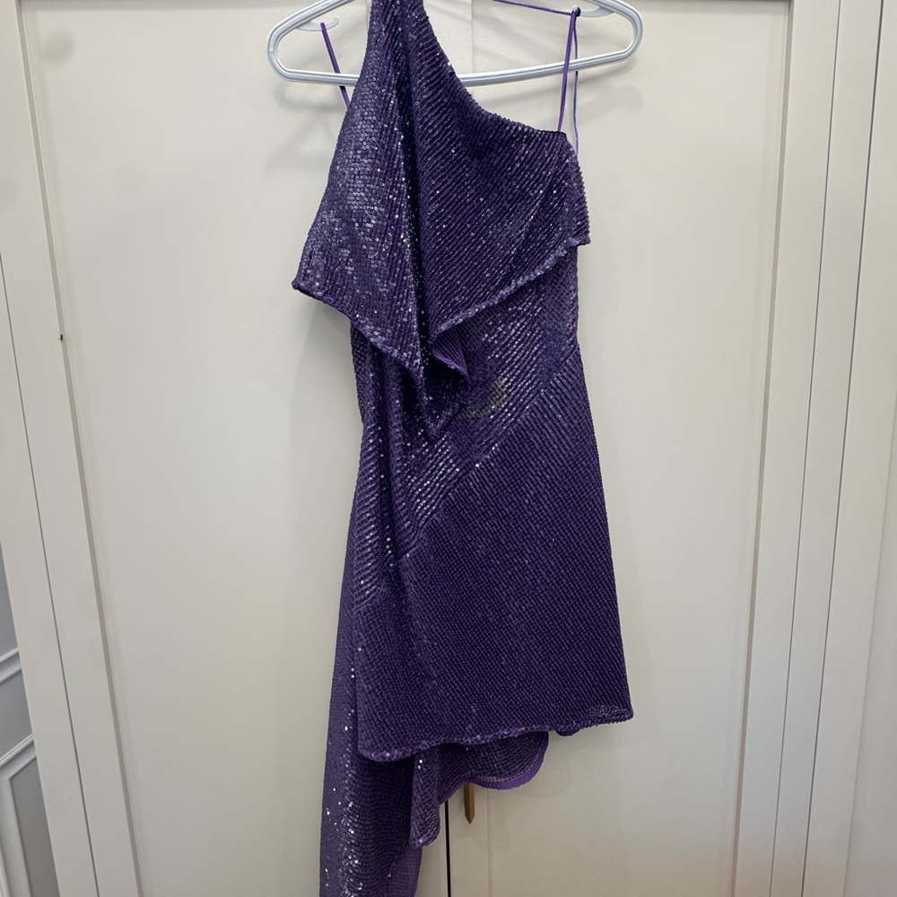 Gauge81 Purple Metz Asymmetric Sequin Mini Dress